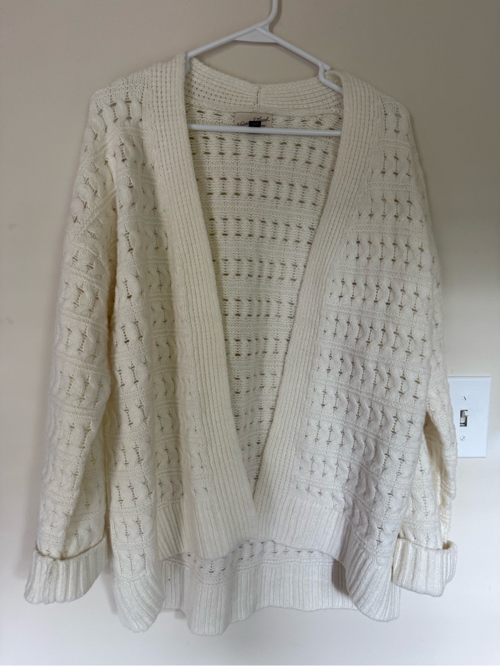 Universal Thread Cream Open-Front Knit Cardigan